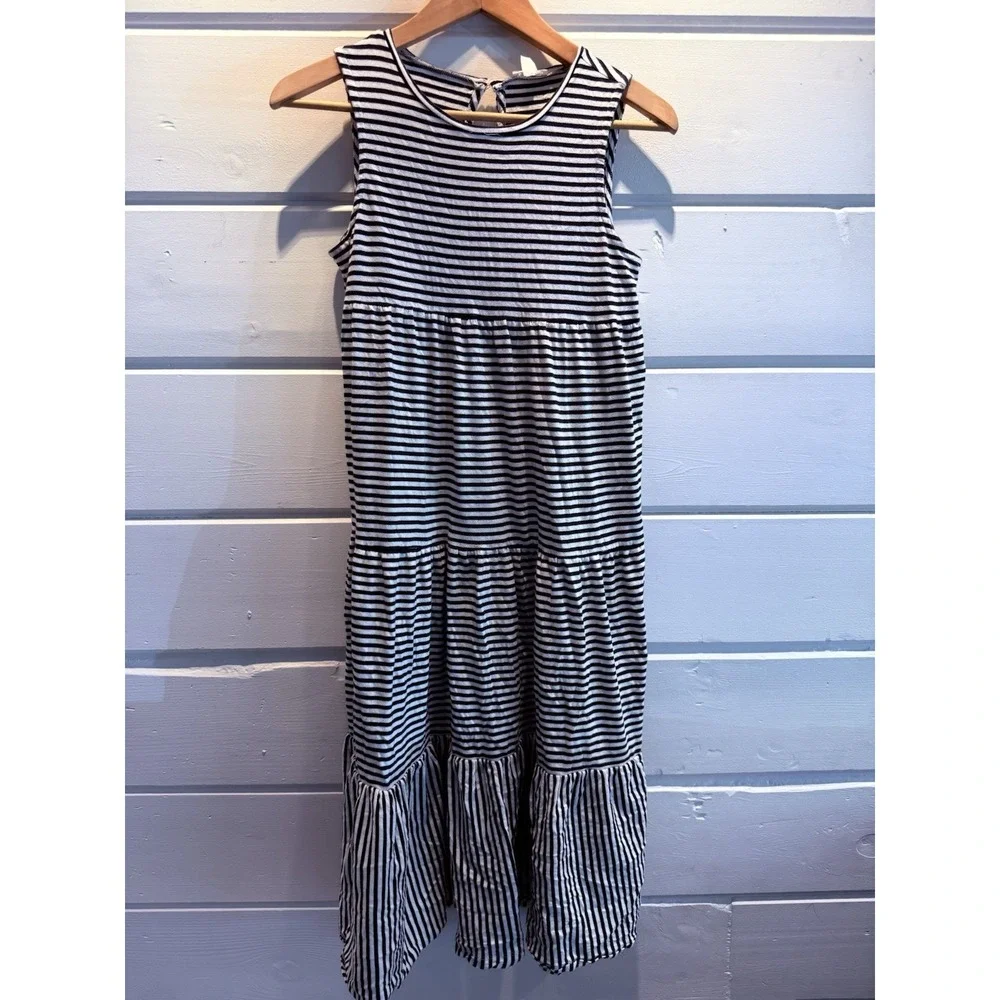 J. Crew crewcuts girls tiered casual sleeveless maxi dress, XL, navy & white